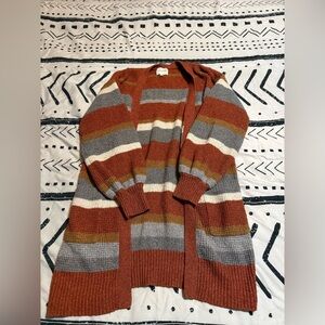 Pink Rose Multicolor Striped Cardigan